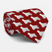 Silver Silhouette Cocker Spaniel Dog on Maroon Red ネクタイ (ロール)