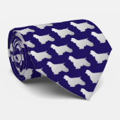 Silver Silhouette Cocker Spaniel Dog on Navy Blue ネクタイ (ロール)