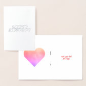 SILVER SIMPLE MINIMAL TEXT  happy birth day CARD 箔カード (ディスプレー)