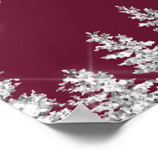 Silver snow pine red Christmas winter wedding ポスター (角)