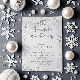 Silver SnowflakeがWinter Baby Showerの途中にある 招待状