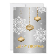Silver Snowflake and Ornament Christmas Card