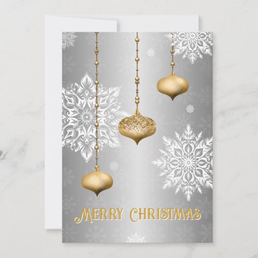 Silver Snowflake and Ornament Christmas Card シーズンカード (正面)