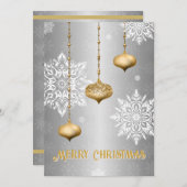 Silver Snowflake and Ornament Christmas Card シーズンカード (正面/裏面)