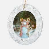 Silver Snowflake Photo Ceramic Ornament セラミックオーナメント (左)