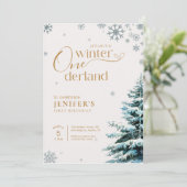 Silver Snowflake Winter Onderland 1st Birthday 招待状 (スタンド正面)