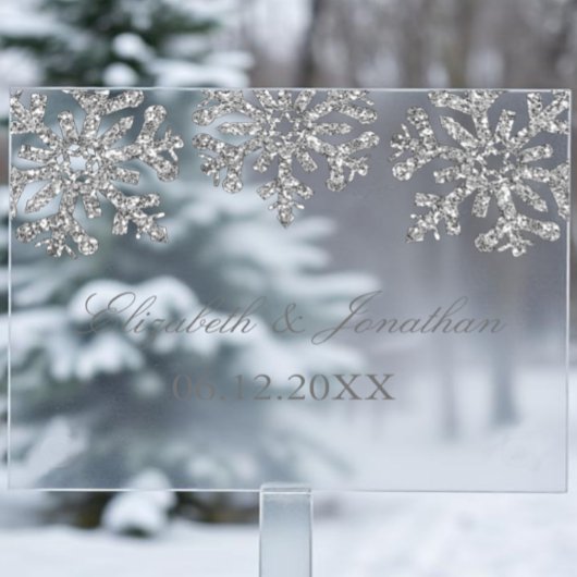 Silver Snowflake Winter Wedding アクリルサイン
