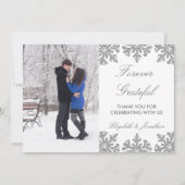 Silver Snowflake Winter Wedding サンキューカード (正面)