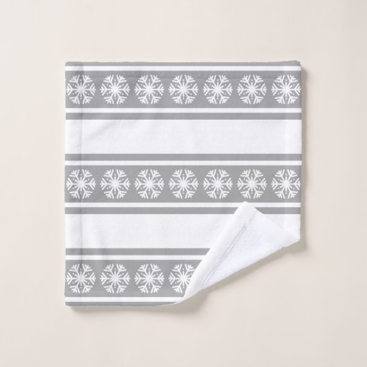 Silver Snowflakes バスタオルセット (ウォッシュタオル)
