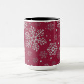 Silver snowflakes on dark red マグカップ (中央)