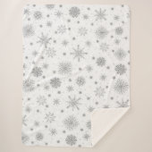 Silver Snowflakes White Design シェルパブランケット (正面)
