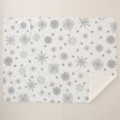 Silver Snowflakes White Design シェルパブランケット (正面(横))