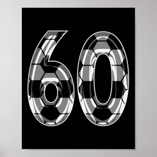 Silver Soccer Pattern Number 60 Jersey Player Unif ポスター (正面)