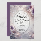 Silver Soft Amethyst Winter Christmas Eve Dinner 招待状 (正面/裏面)