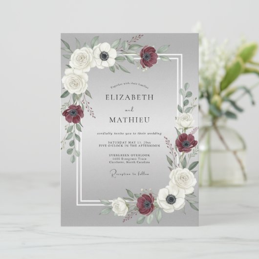 Silver Sophisticated Winter Wedding 招待状 (スタンド正面)