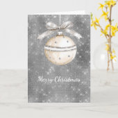 Silver Sparkle Christmas Ornament with Pretty Bow カード (黄色い花)