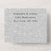 Silver Sparkle RSVPのエレガントすモダン結婚べイン オールインワン招待状 (裏面)