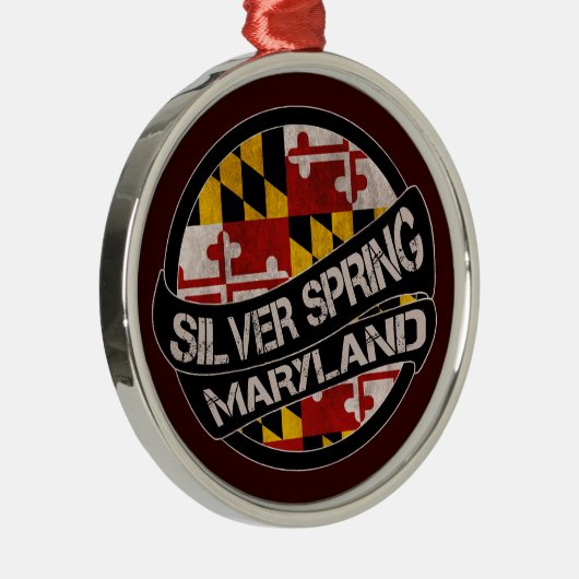 Silver Springメリーランドの旗のグランジな円形のオーナメント メタルオーナメント (右)