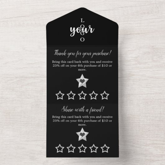 Silver Starの顧客ロイヤリティが友人カードを参照 オールインワン招待状 (内側)