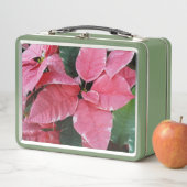 Silver Star Marble Poinsettias Pink Holiday Floral メタルランチボックス (インサイチュ)