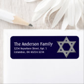 Silver Star of David Hanukkah住所 シールd3 ラベル (インサイチュ)