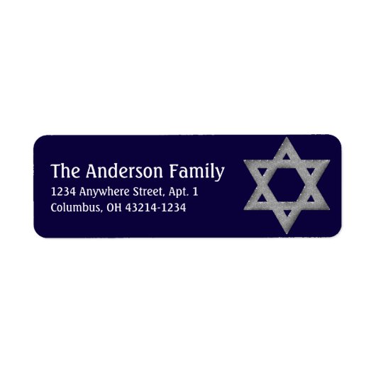 Silver Star of David Hanukkah住所 シールd3 ラベル (正面)