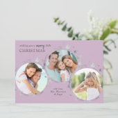 Silver Stars Christmas Photo Trio Pastel Pink シーズンカード (スタンド正面)