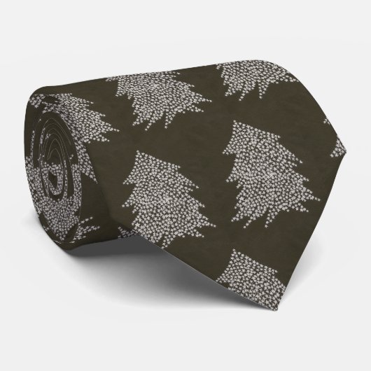 Silver Stars Christmas Trees on Black, Ties ネクタイ (ロール)