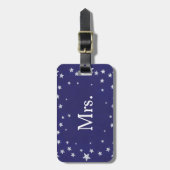 Silver Stars on Navy Blueミセス・ラゲッジタグ ラゲッジタグ (正面縦)