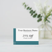 Silver Stripes on Teal Borders Generic Discount 名刺 (スタンド正面)