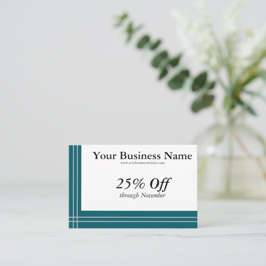 Silver Stripes on Teal Borders Generic Discount 名刺 (スタンド正面)