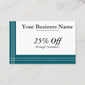 Silver Stripes on Teal Borders Generic Discount 名刺 (正面)