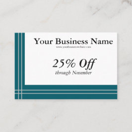 Silver Stripes on Teal Borders Generic Discount 名刺