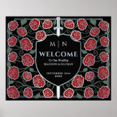 Silver Sword Shield Fantasy Wedding Welcome Sign ポスター (正面)