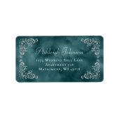 Silver Teal Blue Wedding RSVP Return Address ラベル (正面)