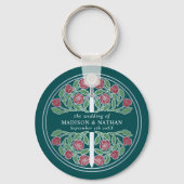 Silver Teal Floral Bridesmaid Royal Wedding Gift キーホルダー (裏面)