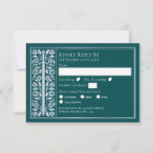 Silver Teal Medieval Sword Wedding RSVP (正面)