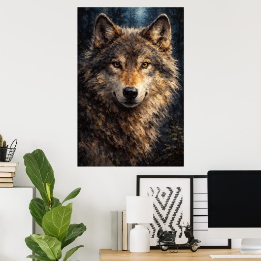 Silver Timber | Wolf Wildlife Art | ポスター (ホームオフィス)