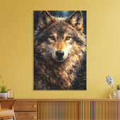 Silver Timber | Wolf Wildlife Art | Stretched キャンバスプリント (インサイチュ (リビング))