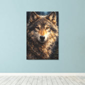Silver Timber | Wolf Wildlife Art | Stretched キャンバスプリント (インサイチュ (ウッドフロア))
