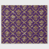 Silver Tones Floral Pattern Purple Background ラッピングペーパー (フラット)