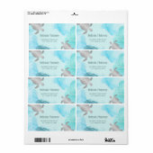 Silver Turtle Blue Ink Coastal QR Code ラベル (フルシート)