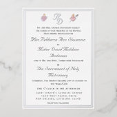 Silver Two Hearts Catholic Wedding Foil Invitation 箔招待状 (正面)