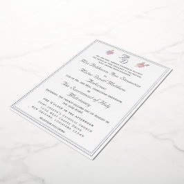 Silver Two Hearts Catholic Wedding Foil Invitation 箔招待状
