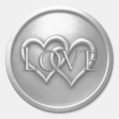 Silver Two Hearts Intertwined Wedding ラウンドシール (正面)