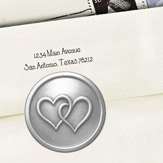 Silver Two Hearts Intertwined Wedding ラウンドシール