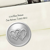 Silver Two Hearts Intertwined Wedding ラウンドシール