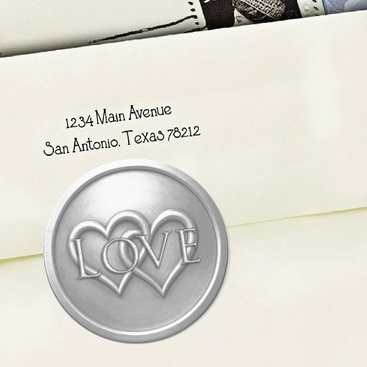 Silver Two Hearts Intertwined Wedding ラウンドシール