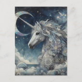 Silver Unicorn Collage With Moon ポストカード (正面)