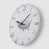 Silver USA Map with Roman Numerals ラージ壁時計 (傾斜)